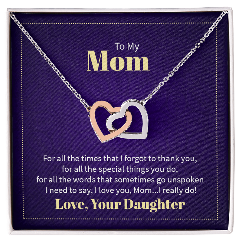 To Mom, From Daughter Interlocking Hearts Necklace